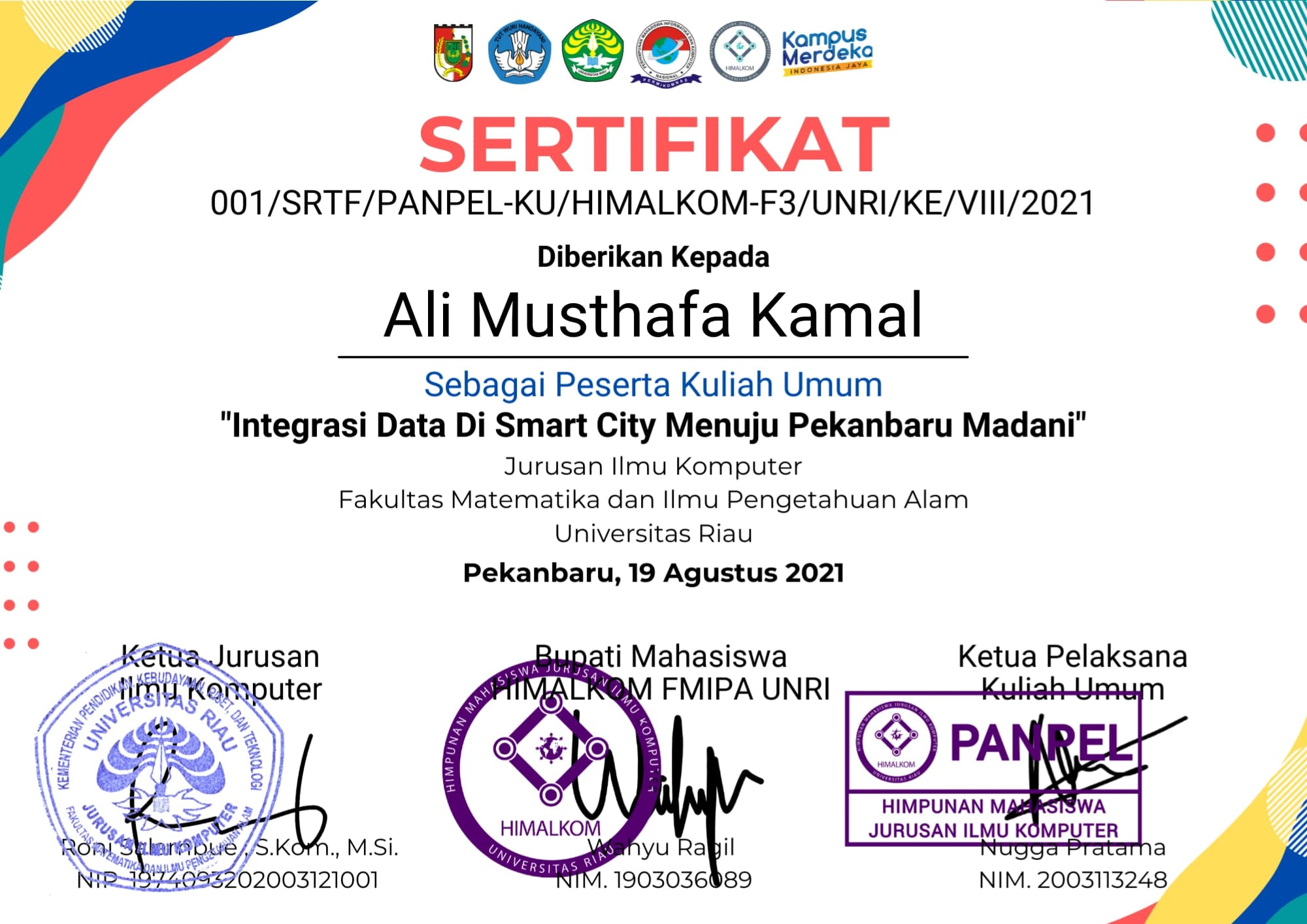 Himalkom UNRI certificate