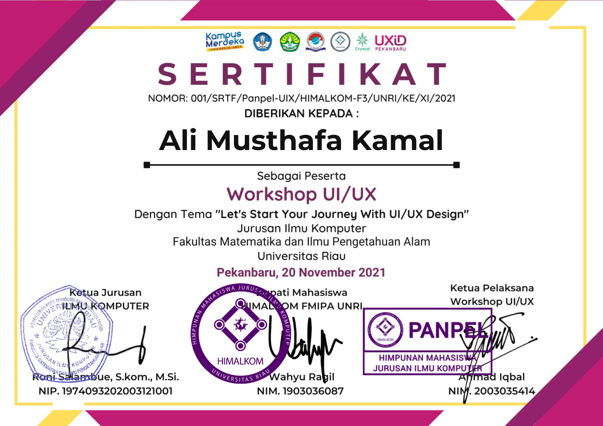Himalkom UNRI certificate